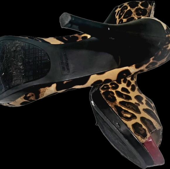 Leopard print peep-toe platform  Stilettos size 8 - Picture 5 of 7